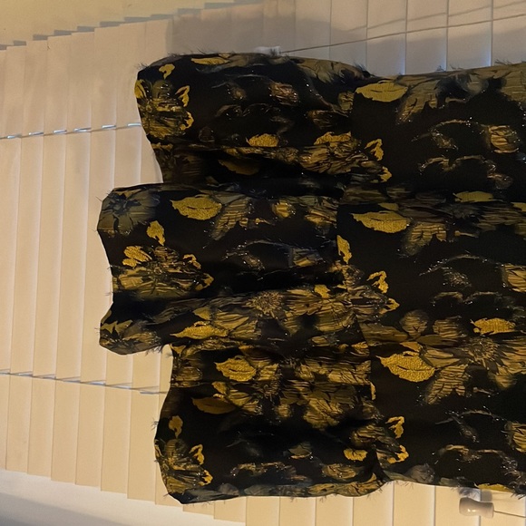 Anthropologie Navy Blue-Yellow Midi Dress - Picture 3 of 7